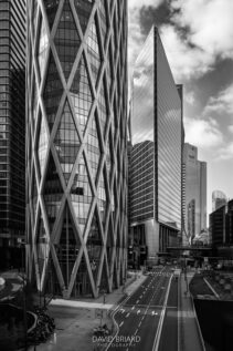 Diamond-patterned façade of D2 Tower against skyscrapers in La Défense © David Briard
