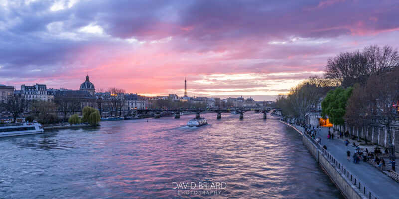 Coucher de soleil sur la Seine près du Pont des Arts, Paris © David Briard
