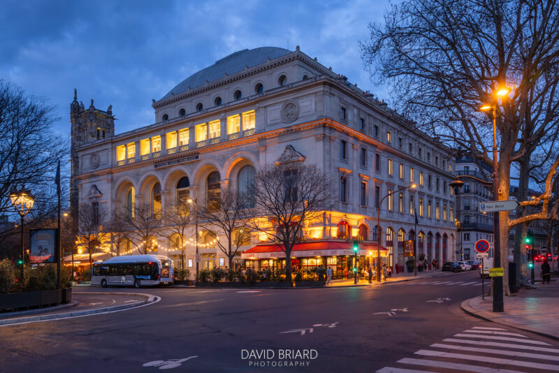 Théâtre Sarah Bernhardt Illuminated at Dusk in Paris © David Briard
