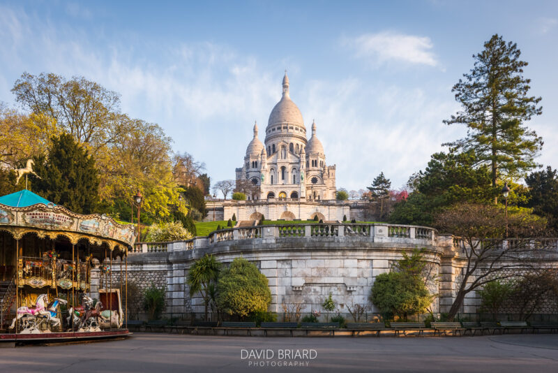 Sacre-Coeur Basilica with Carousel in Paris © David Briard